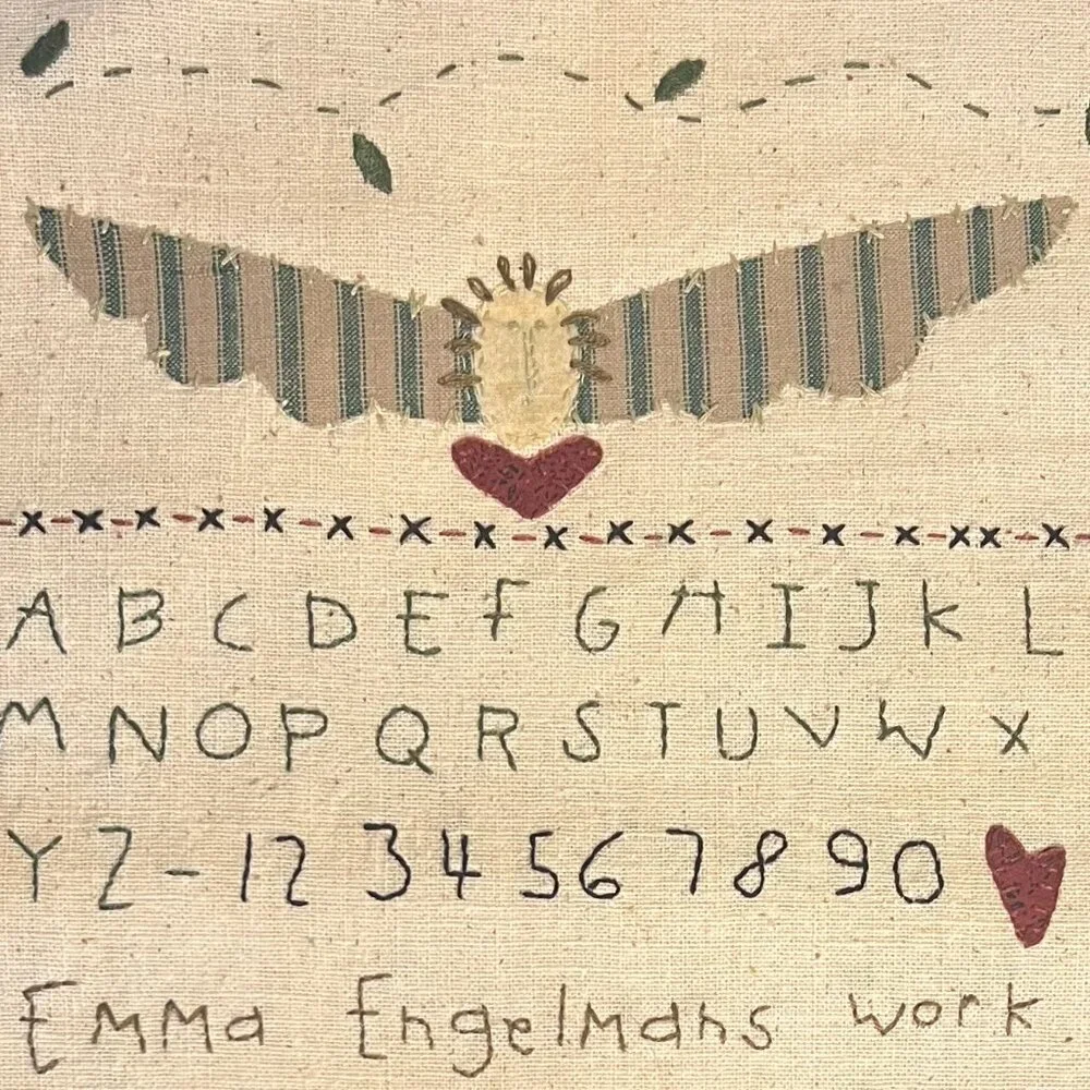 Hand Stitched Antique Needlework Sampler Reproduction Appliqué & Embroidery - Picture 7 of 16